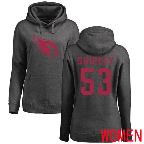 Arizona Cardinals Ash Women A.Q. Shipley One Color NFL Football 53 Pullover Hoodie Sweatshirts